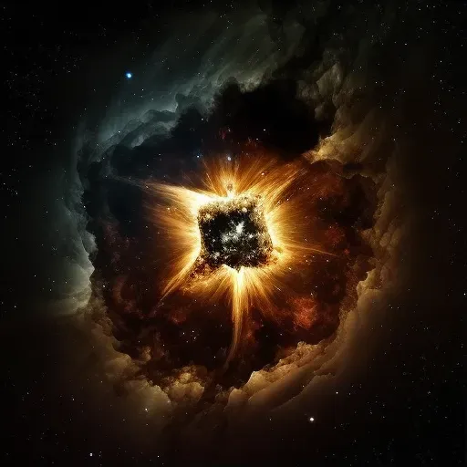 Illustration of the fiery birth of a star amidst the dark vastness of the cosmos - Image 1