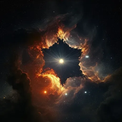 Illustration of the fiery birth of a star amidst the dark vastness of the cosmos - Image 3