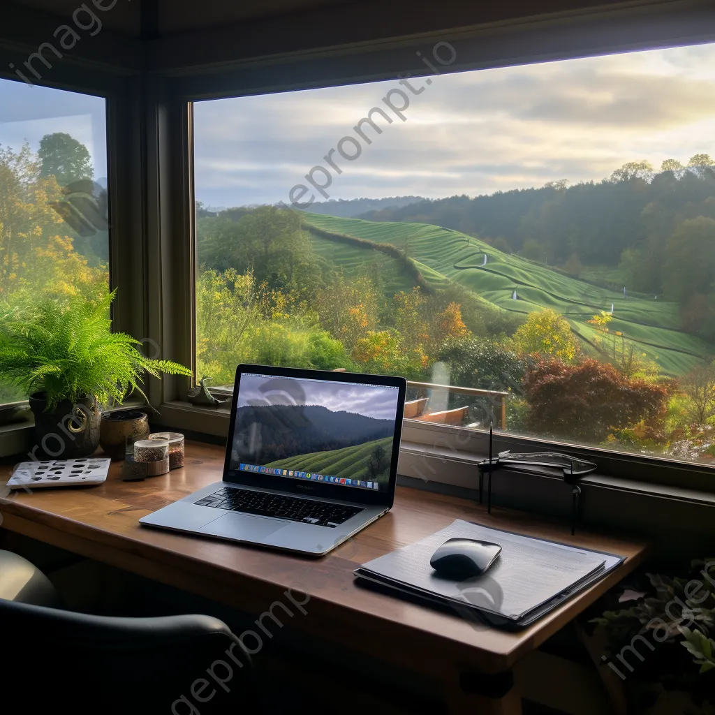 Scenic view outside a home office window with greenery - Image 3