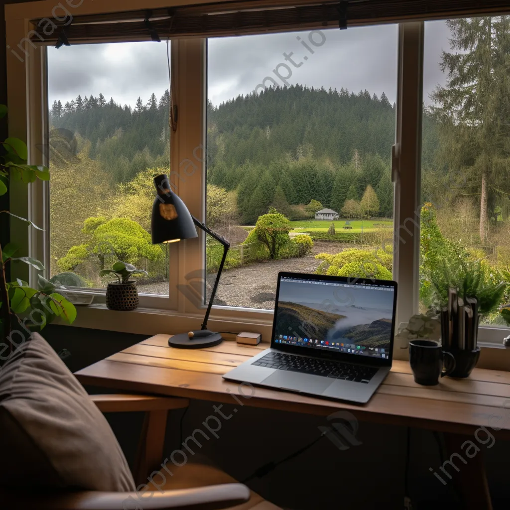 Scenic view outside a home office window with greenery - Image 4