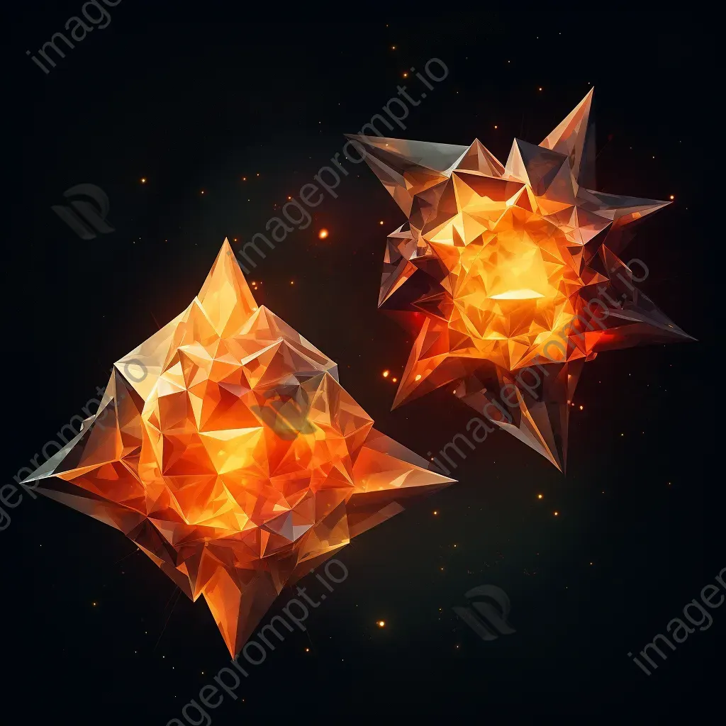 Low poly depiction of a vivid binary star system against a dark cosmos - Image 2