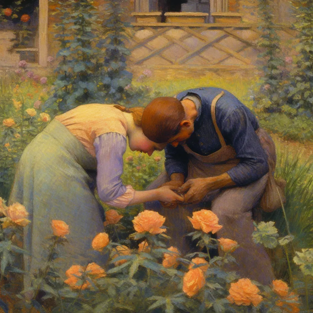 Image of a couple gardening together, planting seeds - Image 1