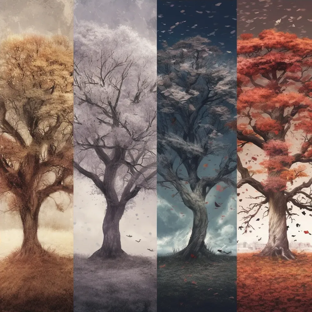 Sequence of photographs showing a single tree in different seasons - Image 4