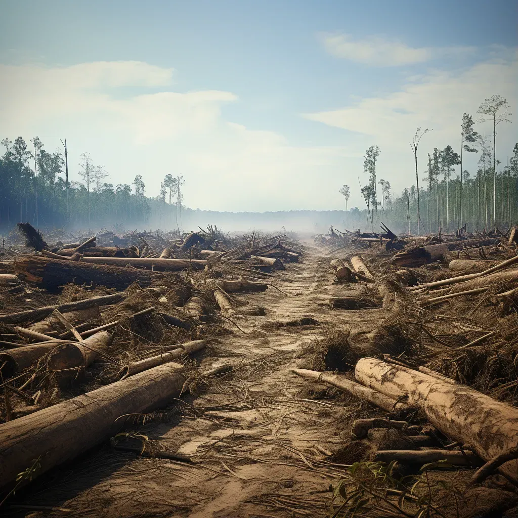 Barren land with chopped trees showing deforestation impact - Image 1