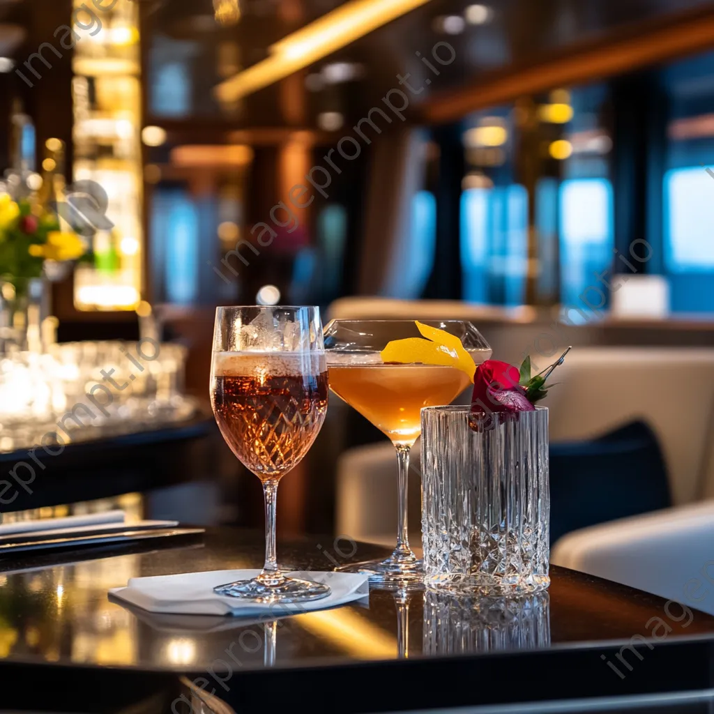 Elegant cocktail bar on luxury cruise ship. - Image 1