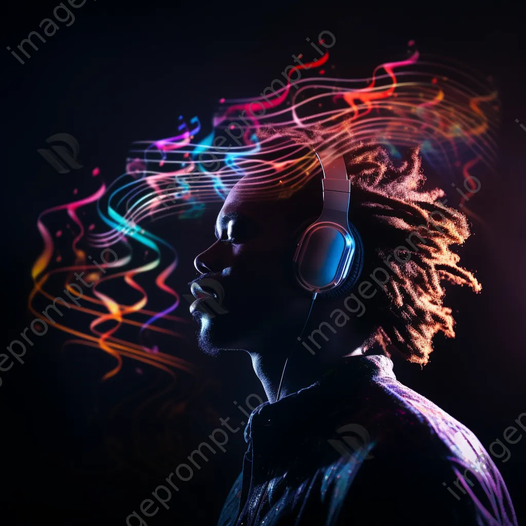 Double exposure of a musician with sound waves - Image 2