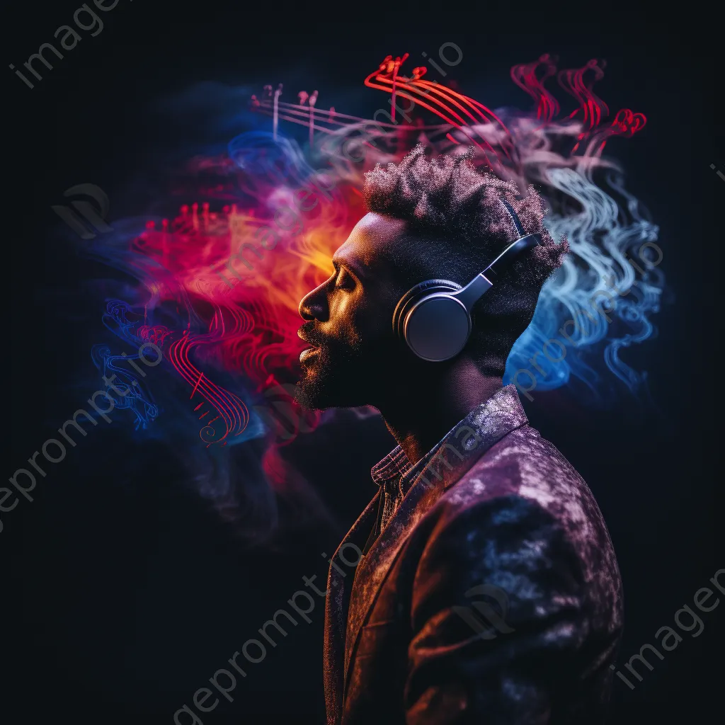 Double exposure of a musician with sound waves - Image 3