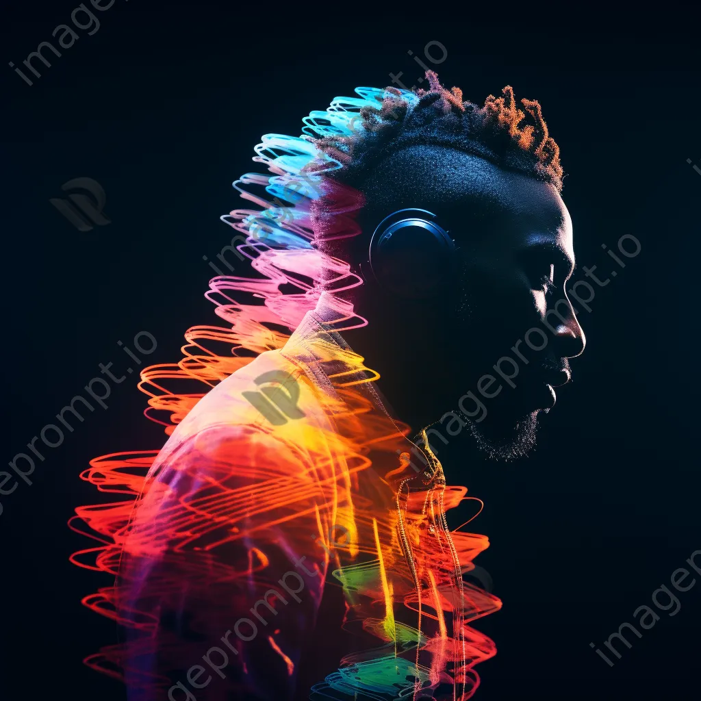 Double exposure of a musician with sound waves - Image 4