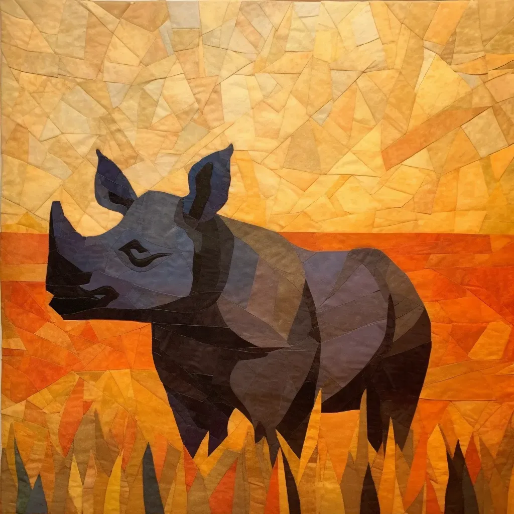 Image of a solitary black rhino grazing in the African grasslands under the setting sun - Image 2