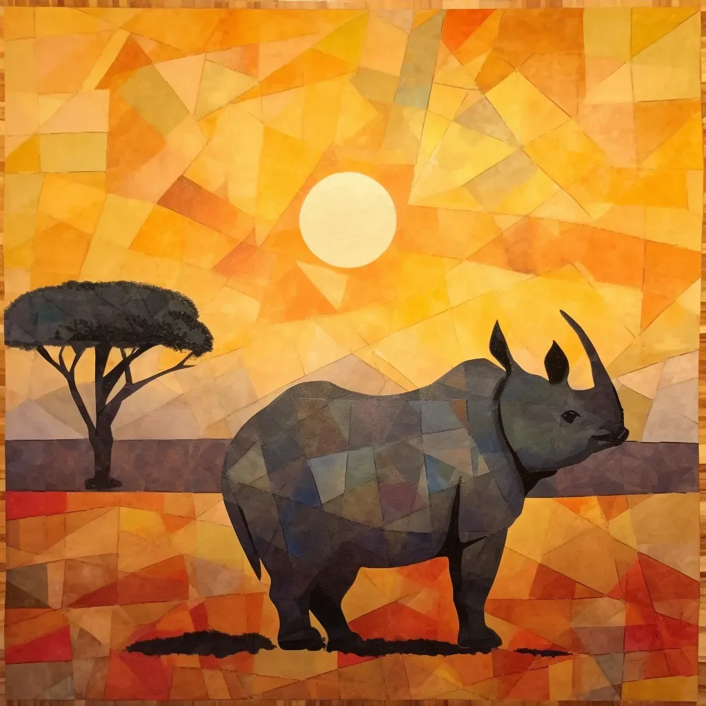 Image of a solitary black rhino grazing in the African grasslands under the setting sun - Image 4