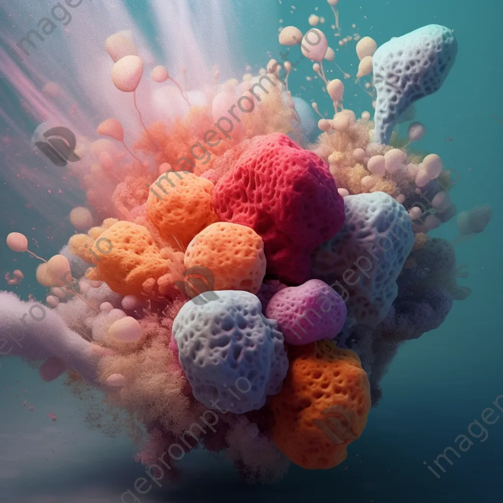 Underwater abstract view of colorful sponges and coral. - Image 3