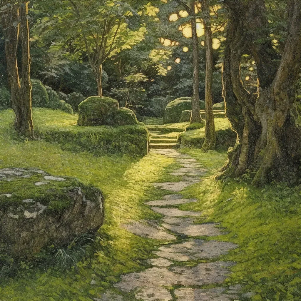 Image of a peaceful stone path winding through a lush moss garden - Image 3