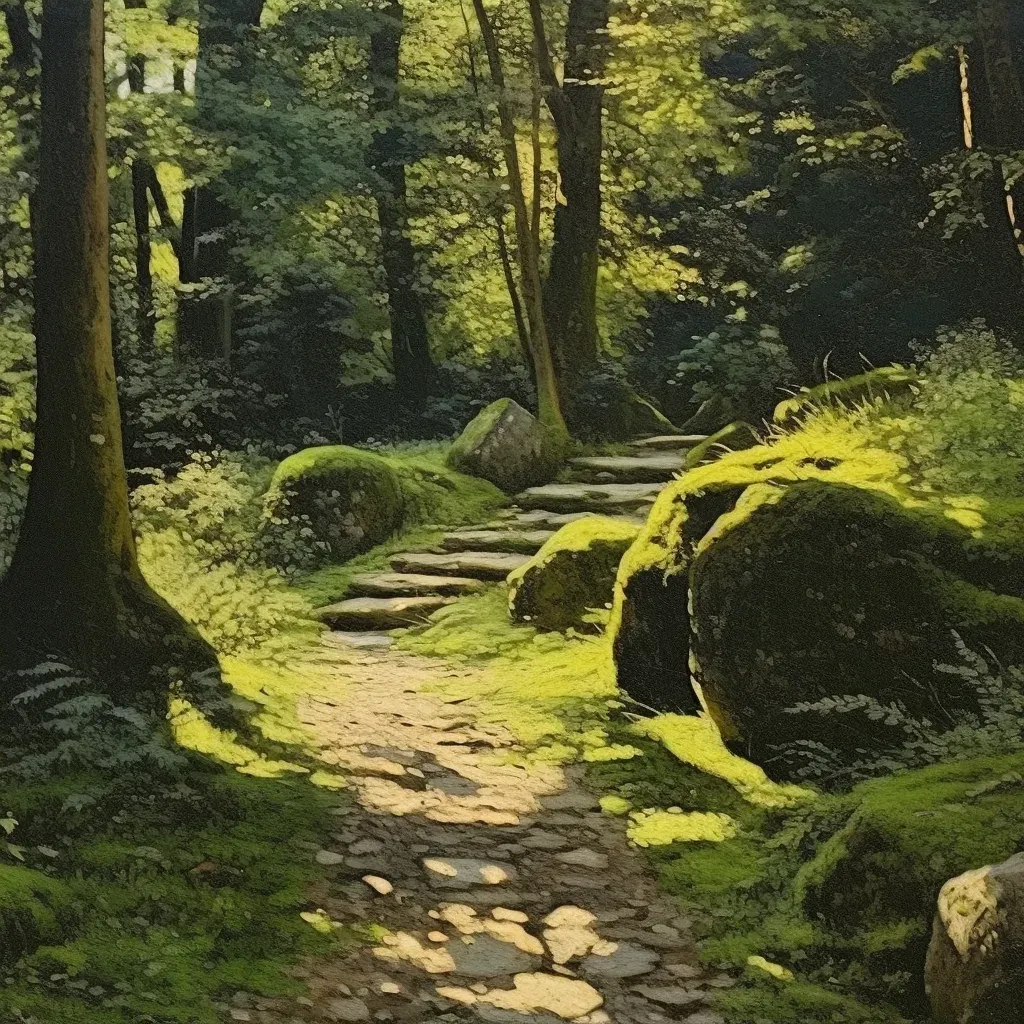 Image of a peaceful stone path winding through a lush moss garden - Image 4