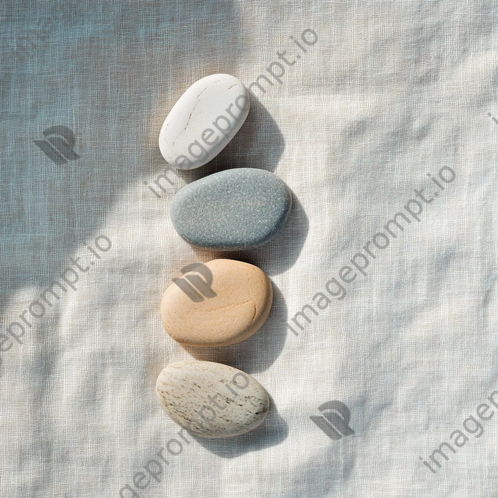 Pastel pebbles arranged on a soft linen cloth. - Image 2