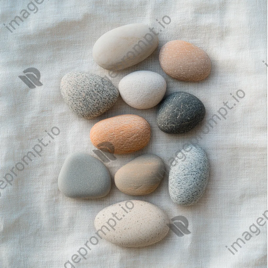 Pastel pebbles arranged on a soft linen cloth. - Image 3