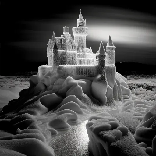 Ice castle illuminated by auroras with living ice sculptures - Image 2