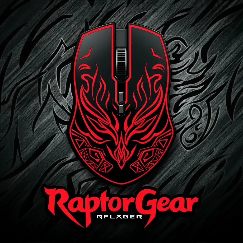 Bold and edgy logo with a gaming mouse icon in red and black - Image 1