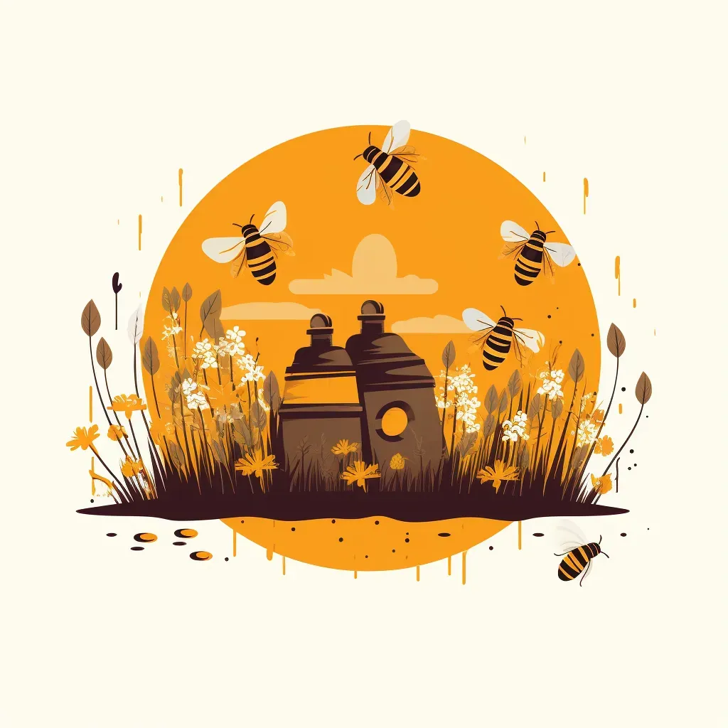 Beehive in a meadow with buzzing bees logo - Image 1