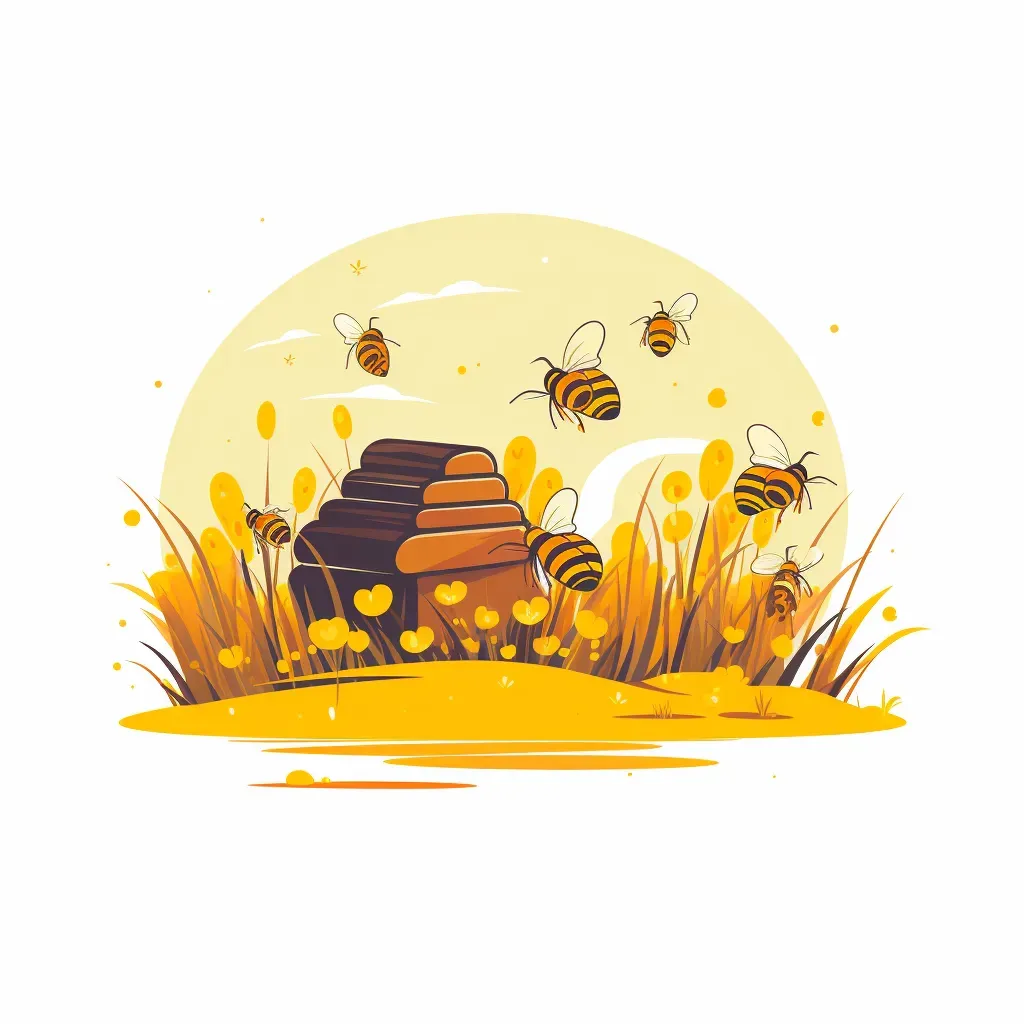 Beehive in a meadow with buzzing bees logo - Image 2