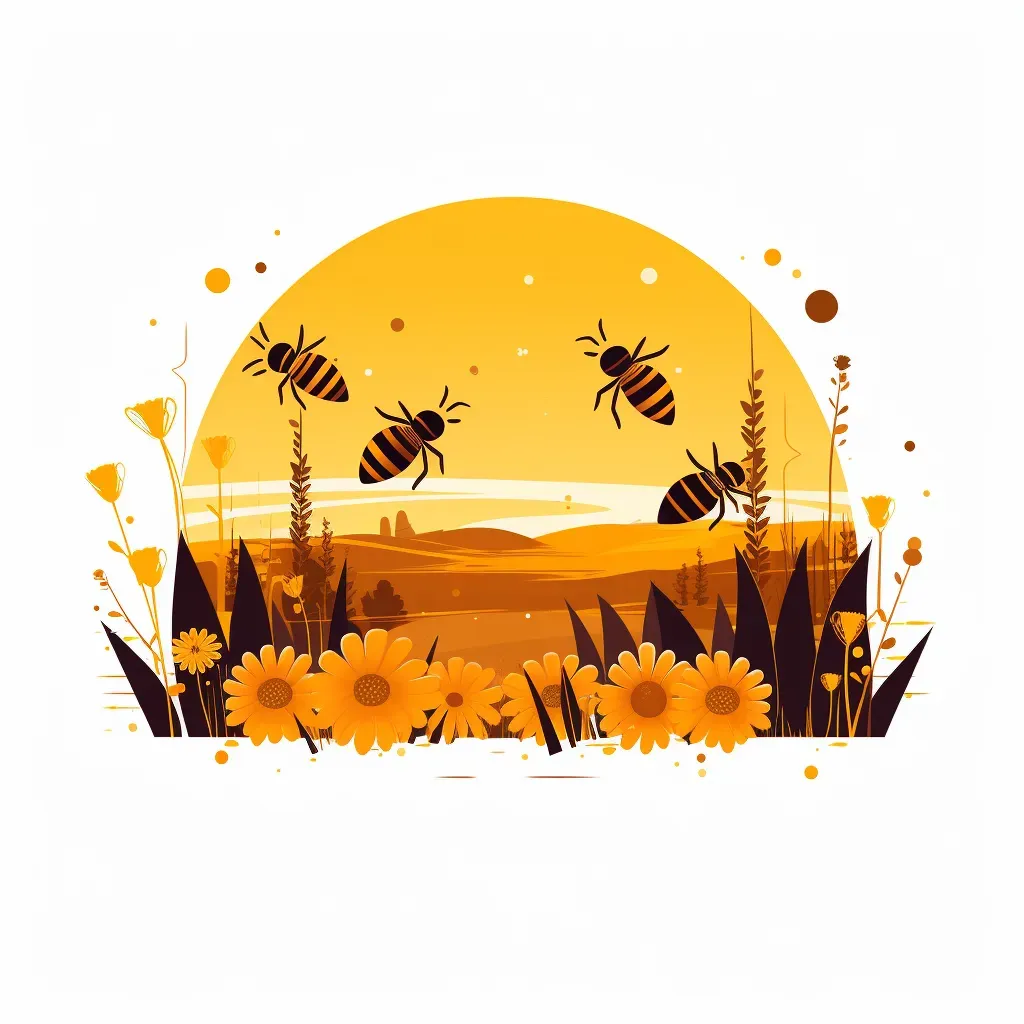 Beehive in a meadow with buzzing bees logo - Image 3