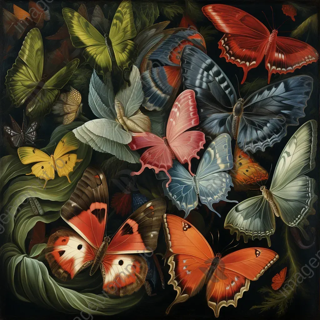 Microscopic view of butterfly wings with colors and scales - Image 1