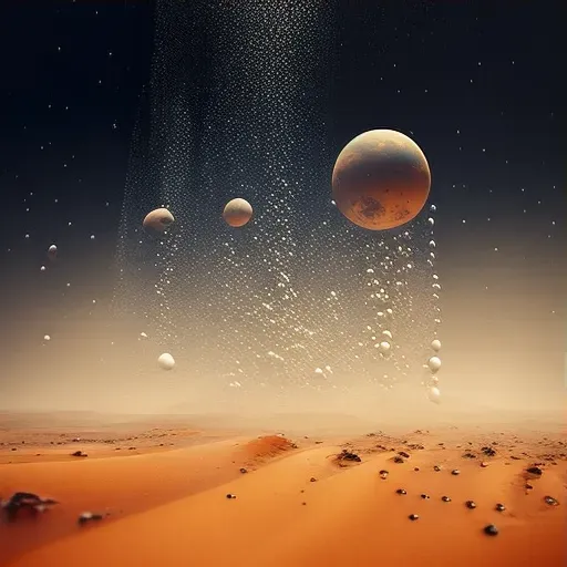 Symbolic depiction of first raindrops falling on a barren planet - Image 3