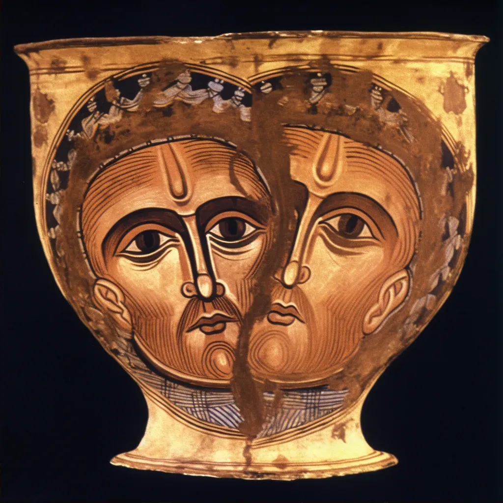 Artwork showcasing multiple perception with vase resembling faces in profile - Image 2