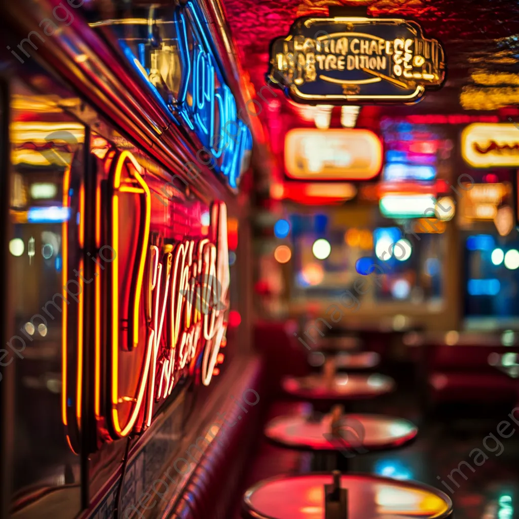 Close-up of vintage neon signs in a diner - Image 3