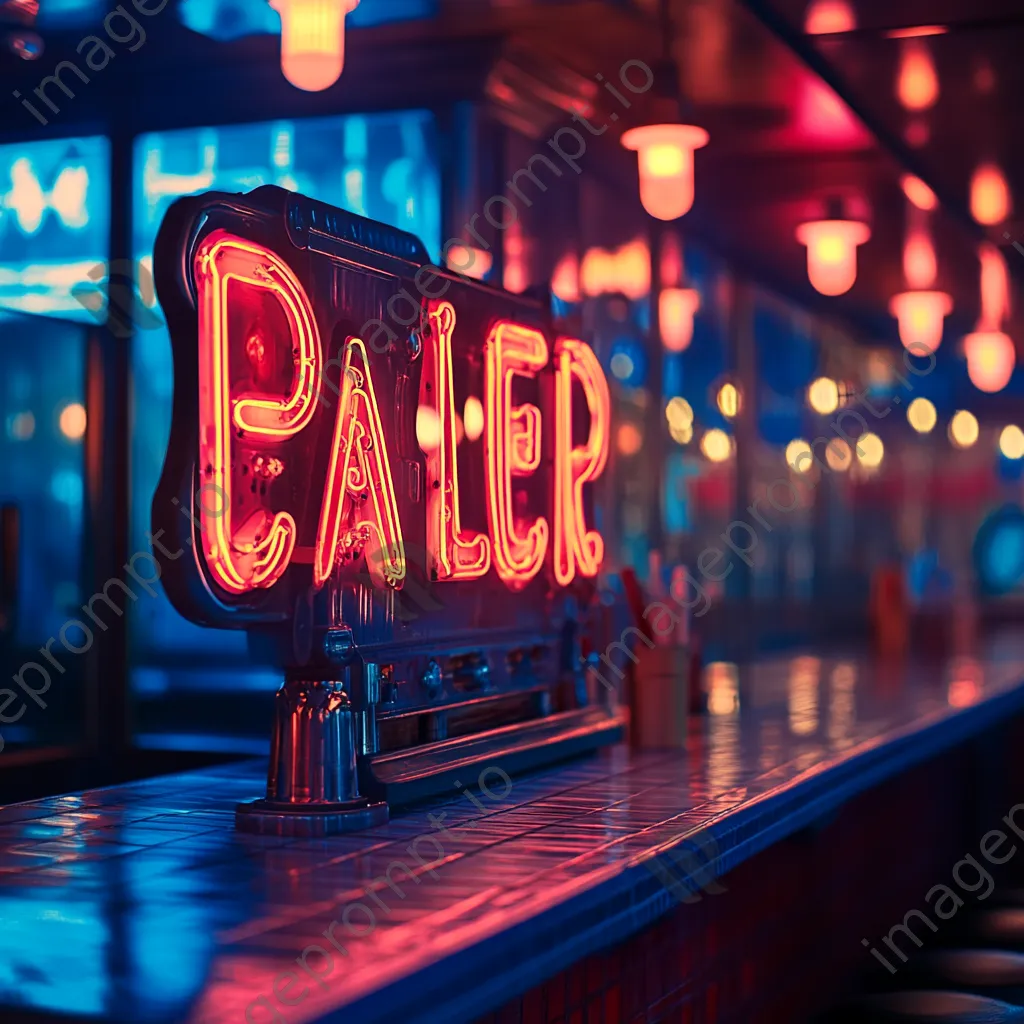 Close-up of vintage neon signs in a diner - Image 4