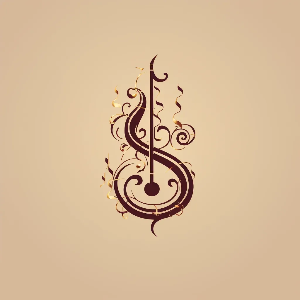 Elegant and sophisticated classical music ensemble logo with a stylized treble clef icon in burgundy and gold - Image 4