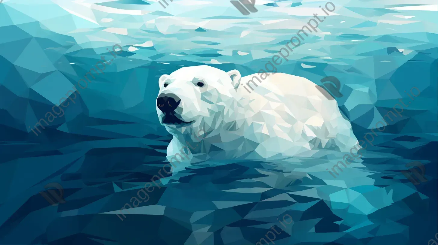 Geometric representation of a swimming polar bear - Image 1