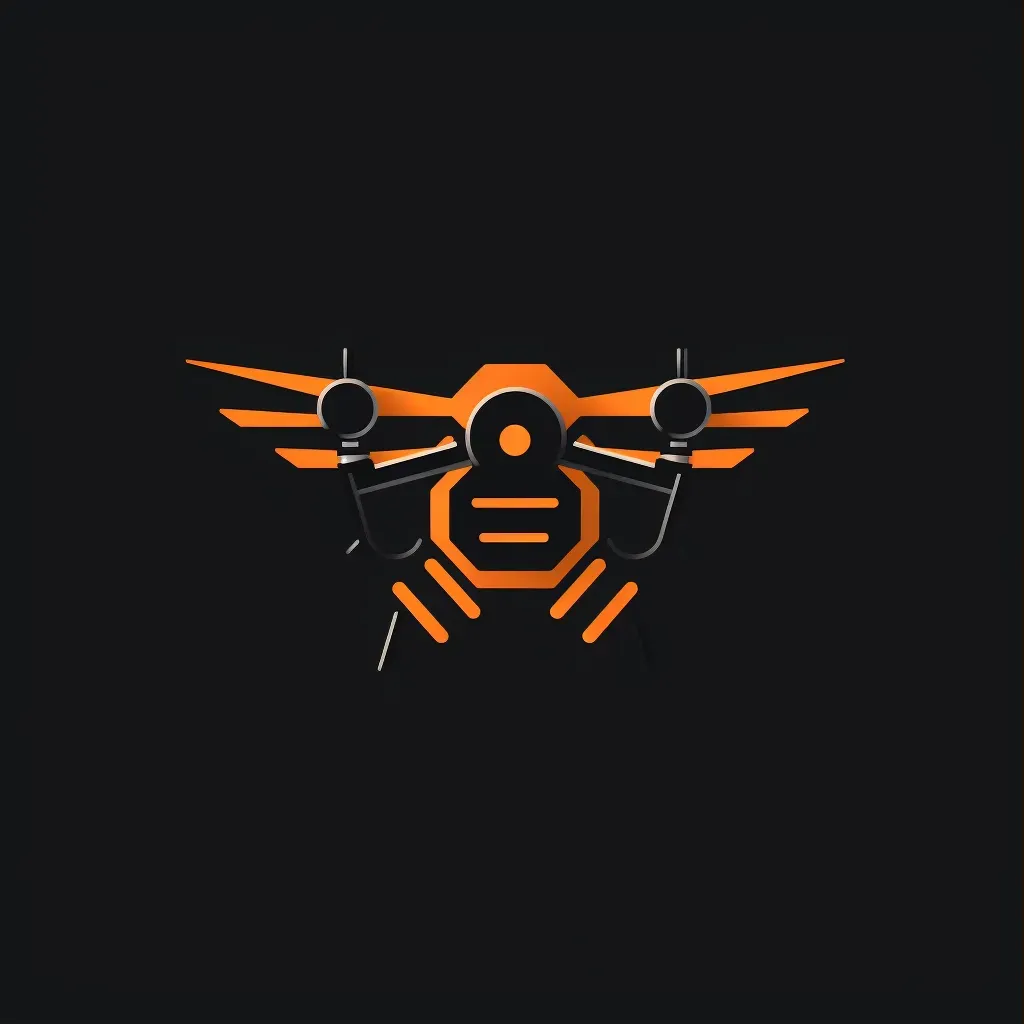 Bold and energetic logo with a drone icon in orange and black - Image 1