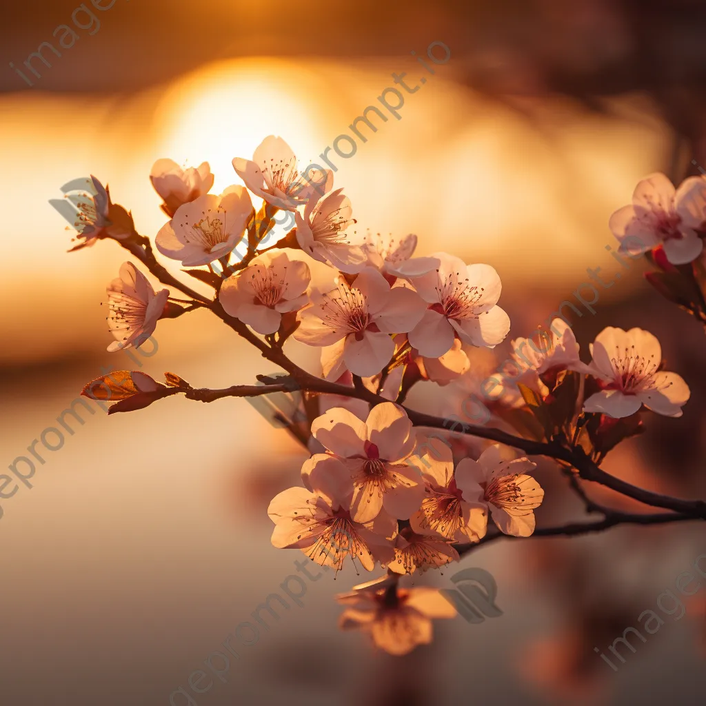 Silhouette of cherry blossoms against sunset - Image 3