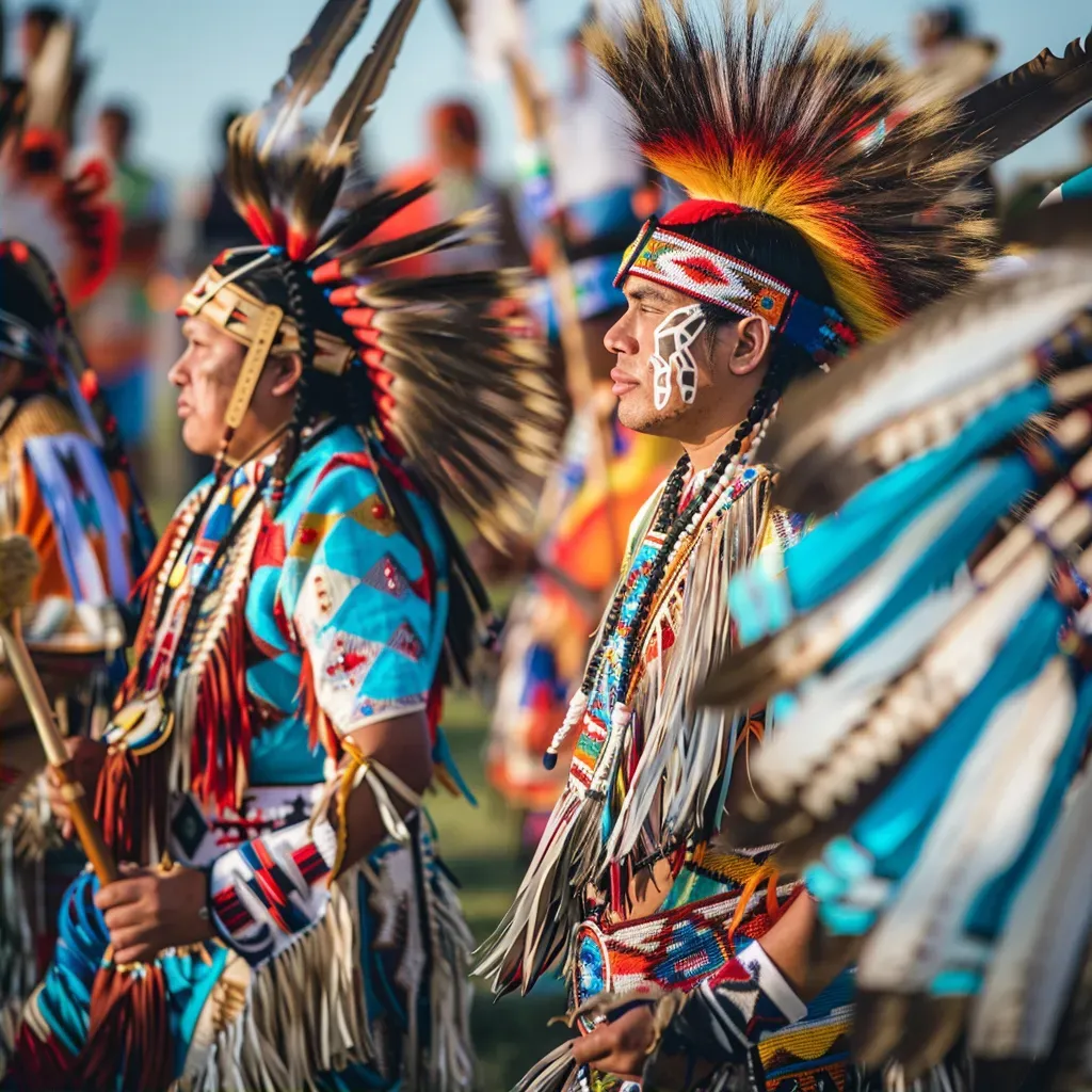 Native American powwow with traditional regalia and drum circles - Image 2