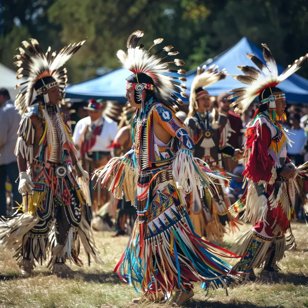 Native American powwow with traditional regalia and drum circles - Image 4