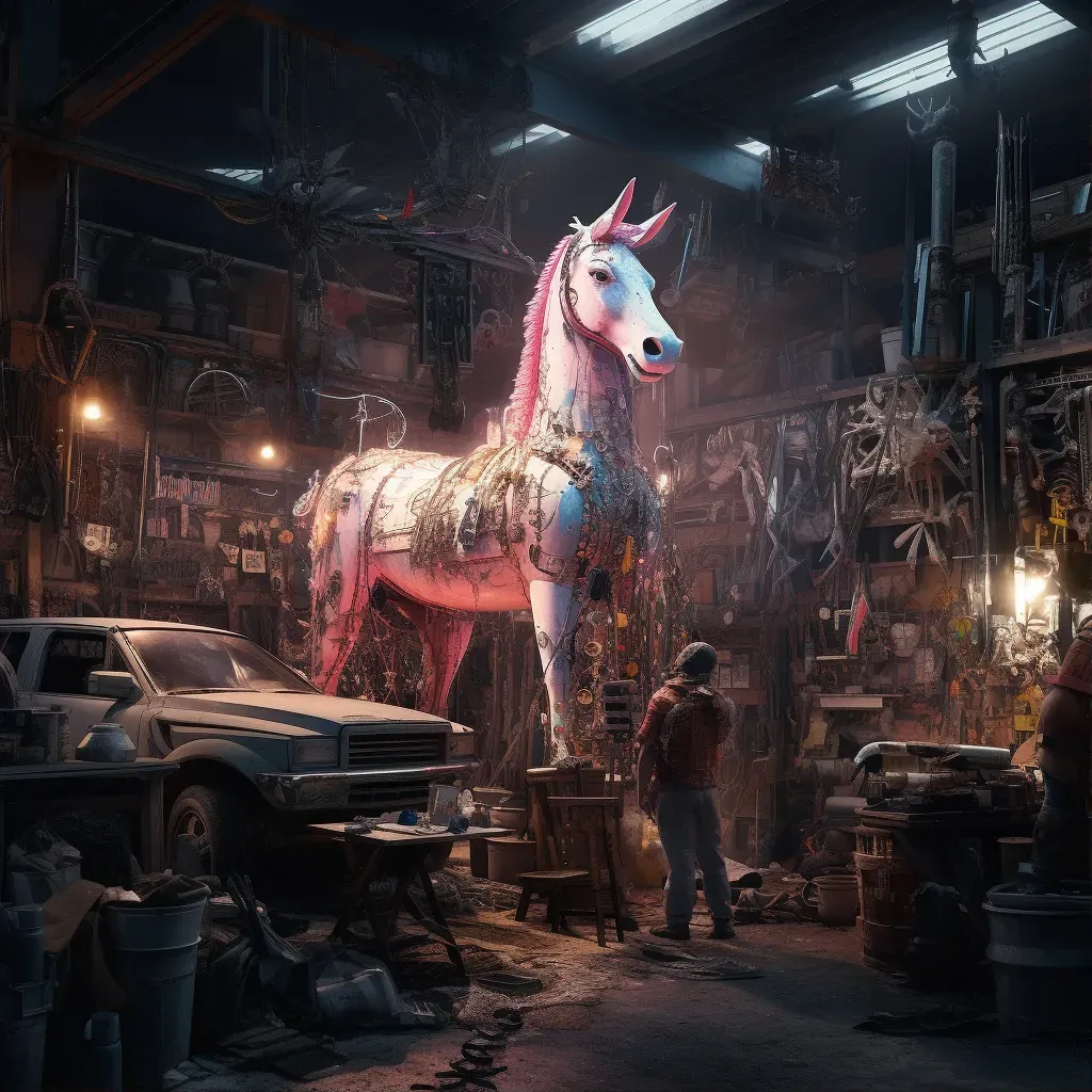 Mystical unicorn in mechanic