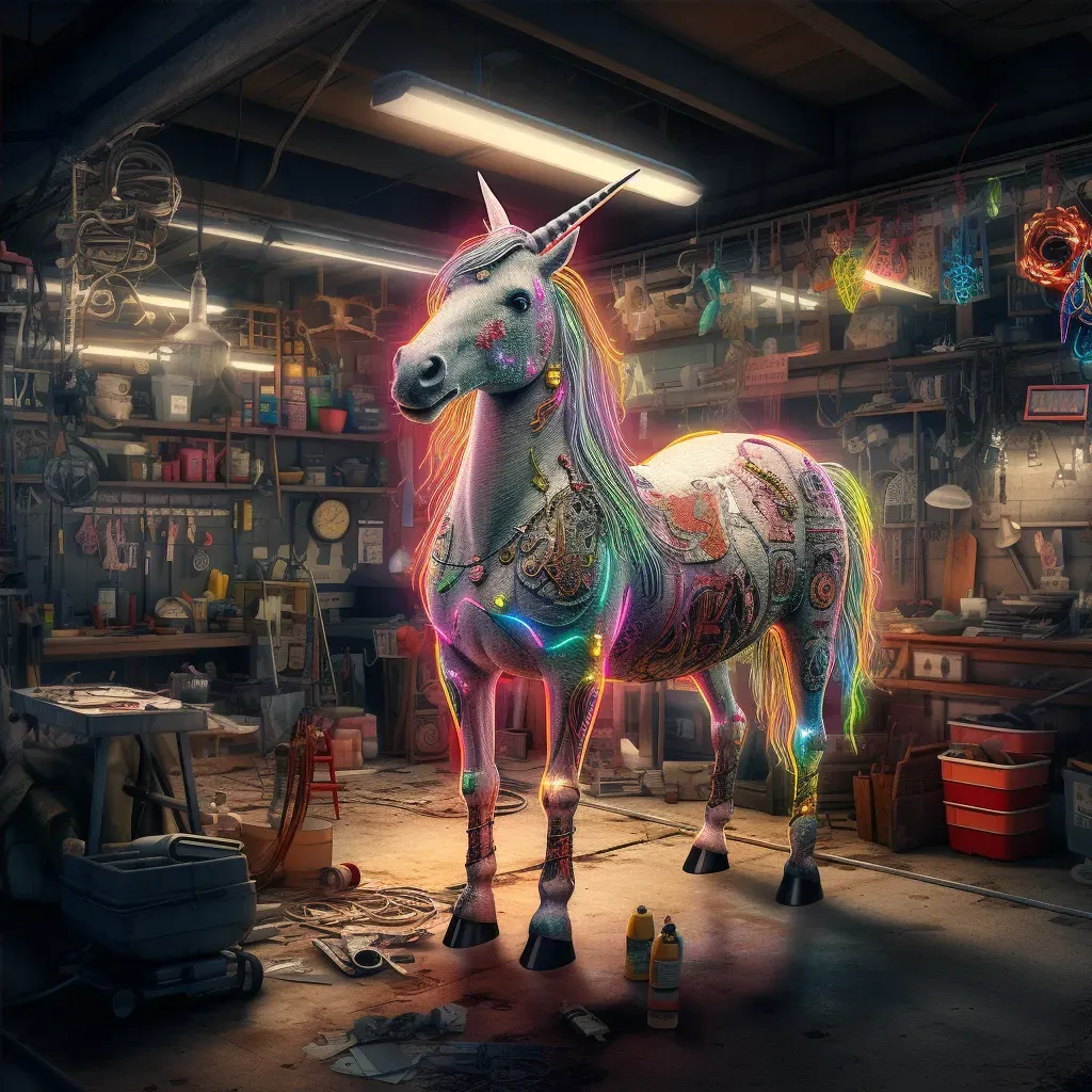 Mystical unicorn in mechanic