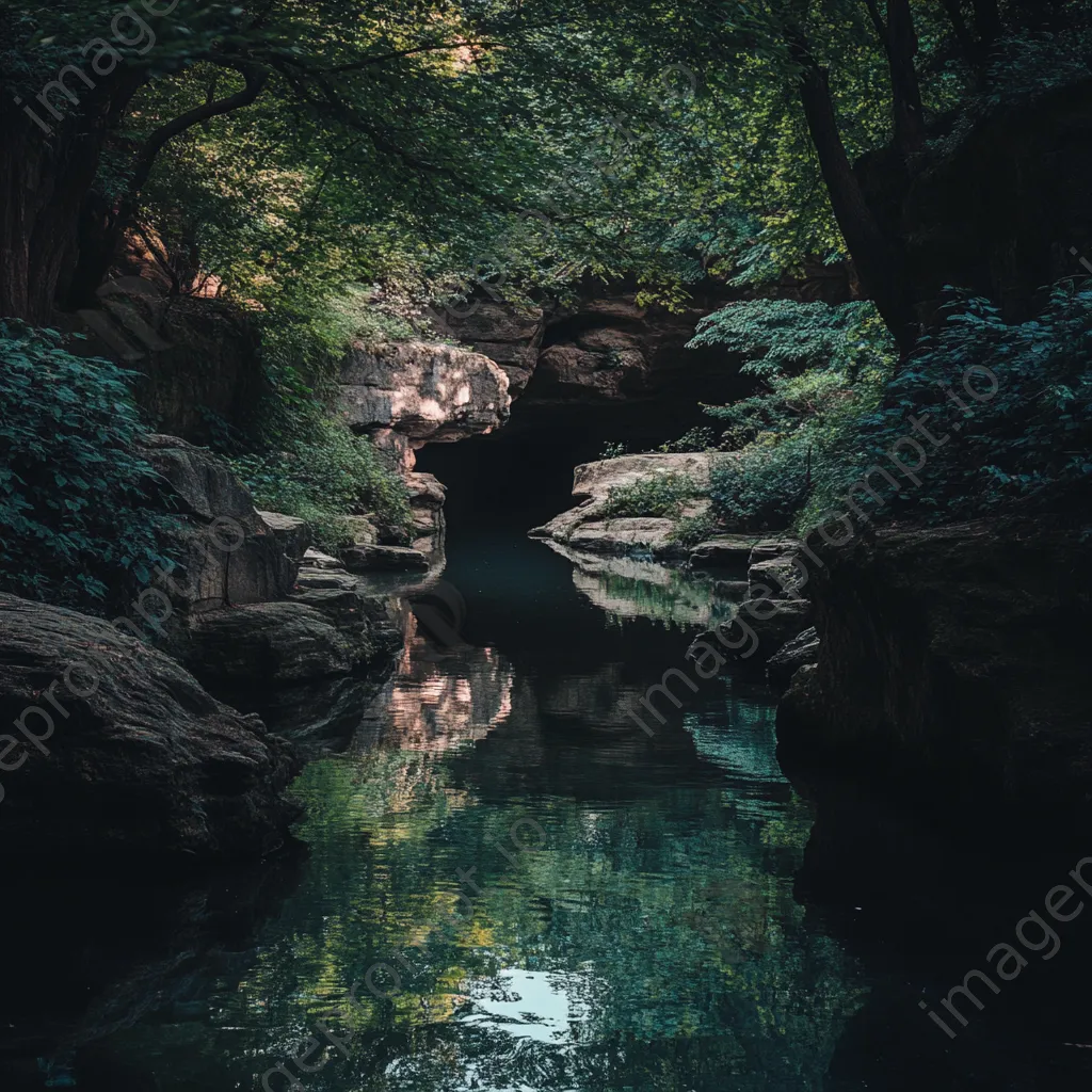 Grotto with stone formations and greenery - Image 1