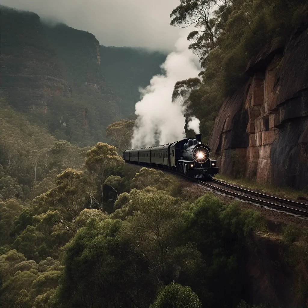 Victorian-era steam train in a mountain pass - Image 2