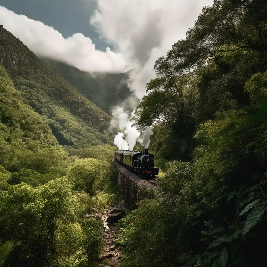 Victorian-era steam train in a mountain pass - Image 3