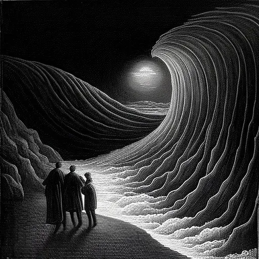 Artistic depiction of optical illusion with waving lines - Image 1