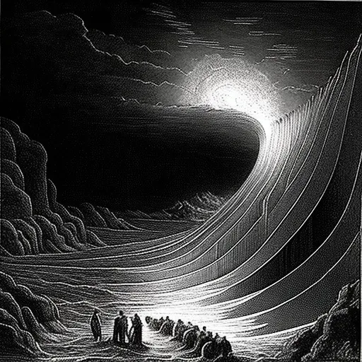 Artistic depiction of optical illusion with waving lines - Image 2