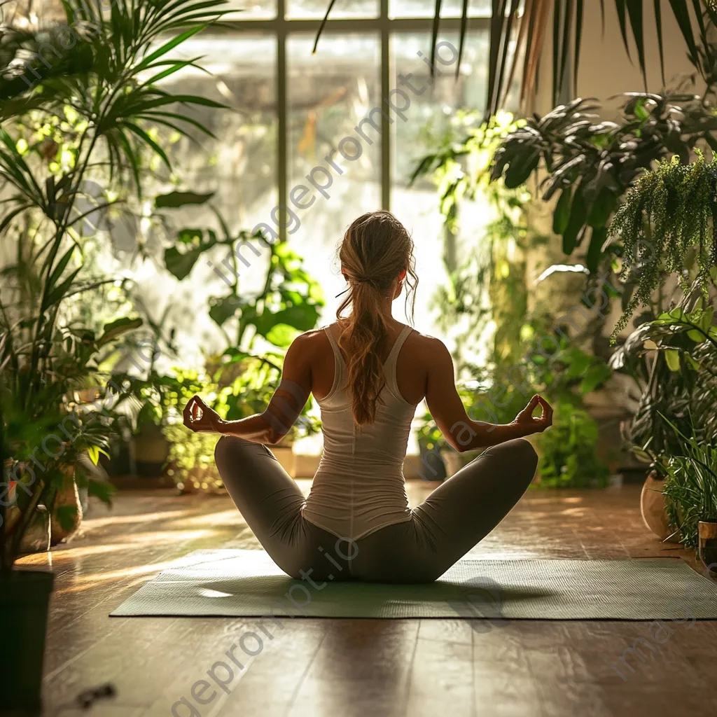 Woman stretching in a bright yoga studio. - Image 2