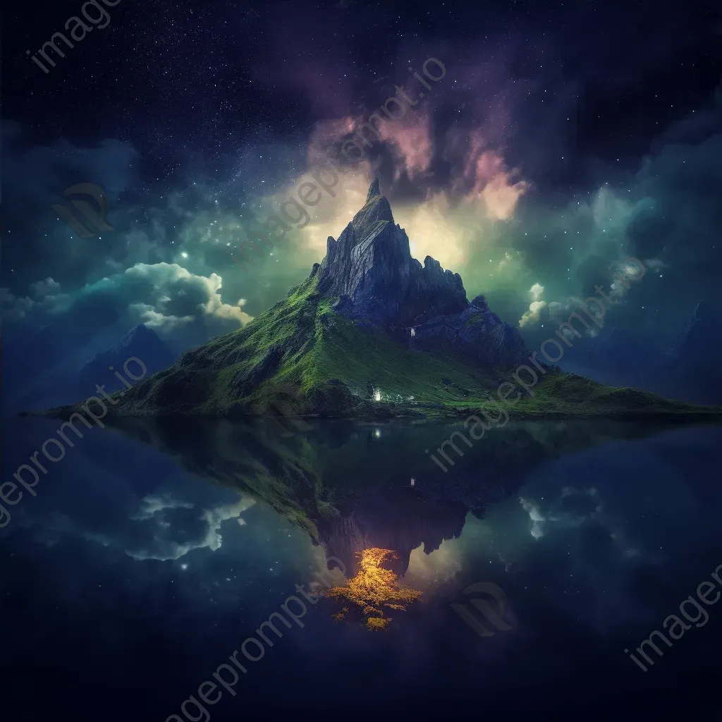 Surreal mountainscape at night with floating islands in the sky - Image 4