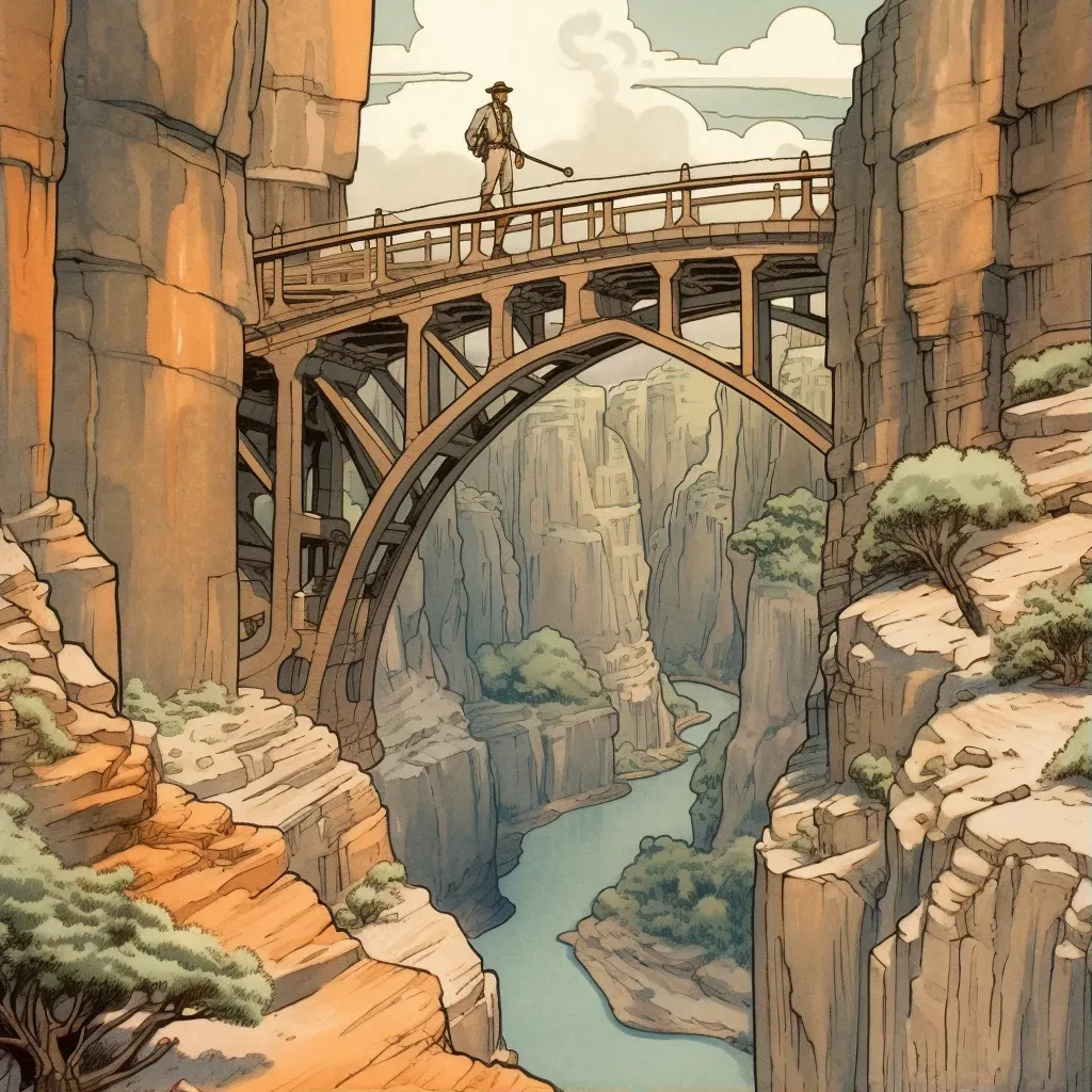 Explorer Crossing Canyon on Bridge - Image 1