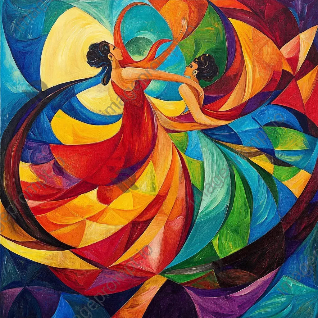 Acrylic painting of a vibrant traditional dance festival, representing unity in diversity - Image 4