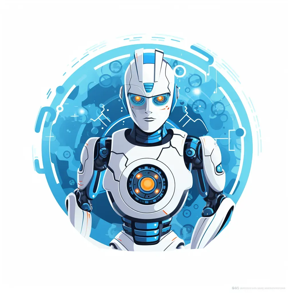 Futuristic robot holding a circuit board logo - Image 1