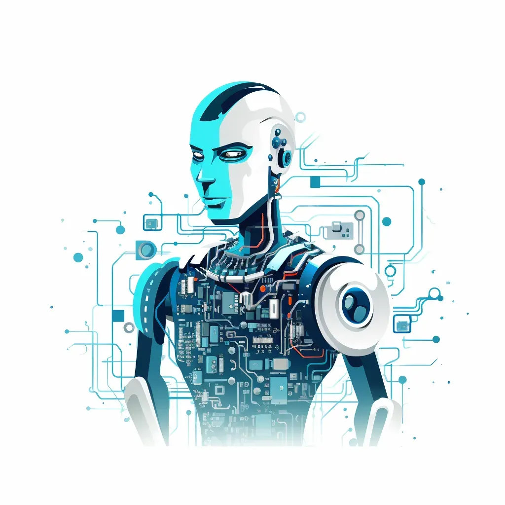 Futuristic robot holding a circuit board logo - Image 4