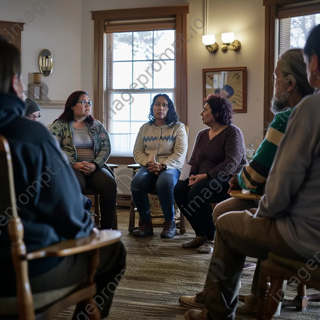 Diverse group engaged in a supportive therapy session - Image 4