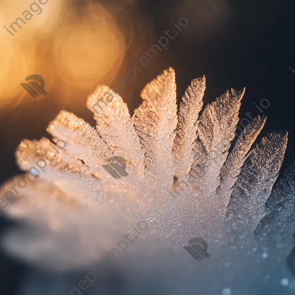 Close-up of intricate ice crystal patterns on fogged glass. - Image 1